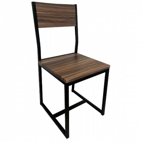 Silla para interior Hobeto Esles de hierro y MDF forrado en color nogal