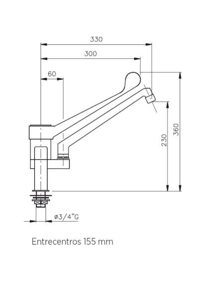 Medidas Grifo monomando GM2D E de Edenox