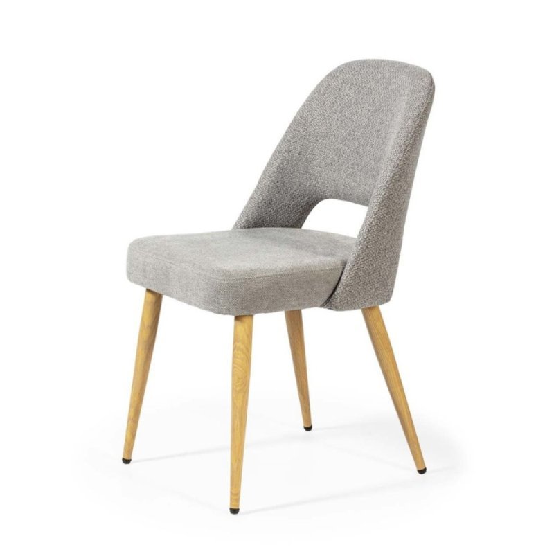 Silla DC-624 Dugar Home | Patas metálicas color roble | Tela en color gris