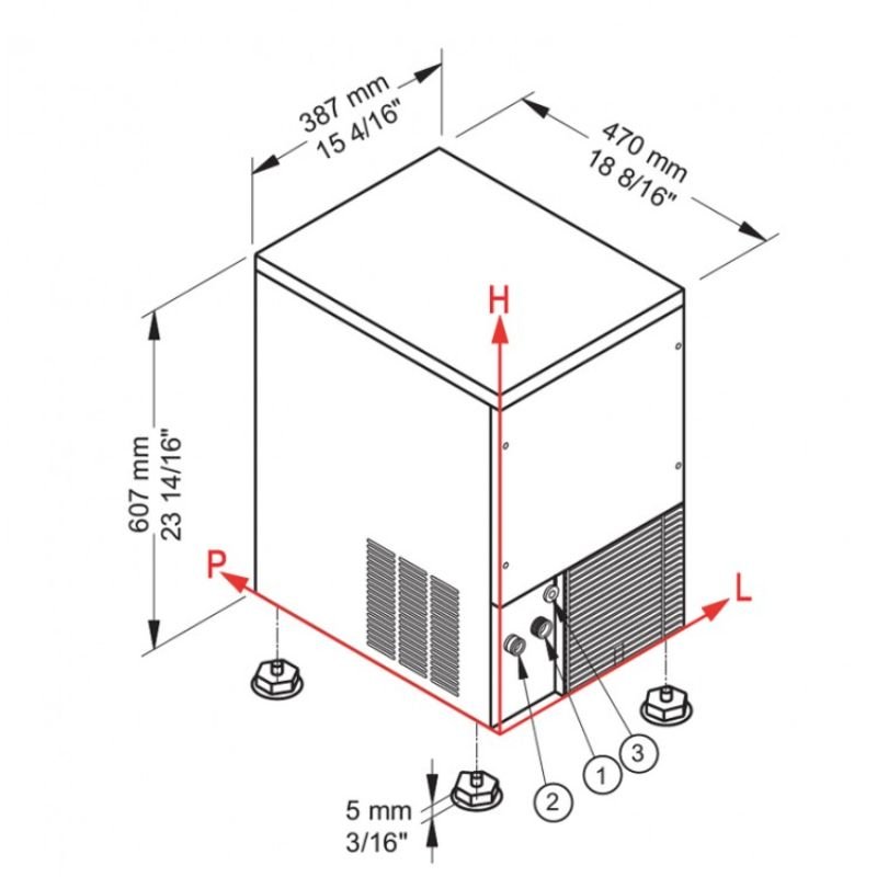 Medidas Máquina de hielo Brema CB 246 Medidas Máquina de hielo Brema CB 246