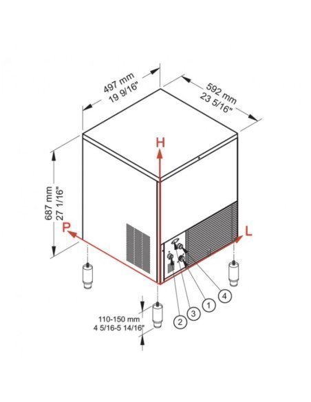 Medidas máquina de hielo CB 416 HC Medidas máquina de hielo CB 416 HC