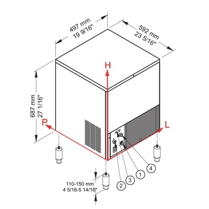 Medidas máquina de hielo CB 416 HC Medidas máquina de hielo CB 416 HC
