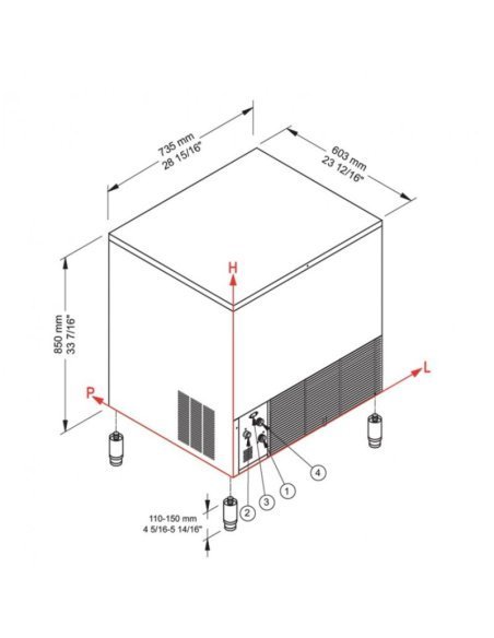 Medidas máquina de hielo Brema CB 640 HC