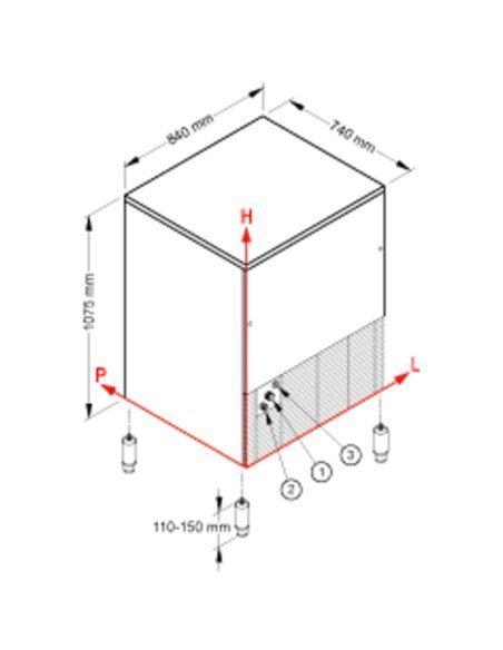 Dimensiones de la máquina de hielo CB 1265 HC de Brema Dimensiones de la máquina de hielo CB 1265 HC de Brema