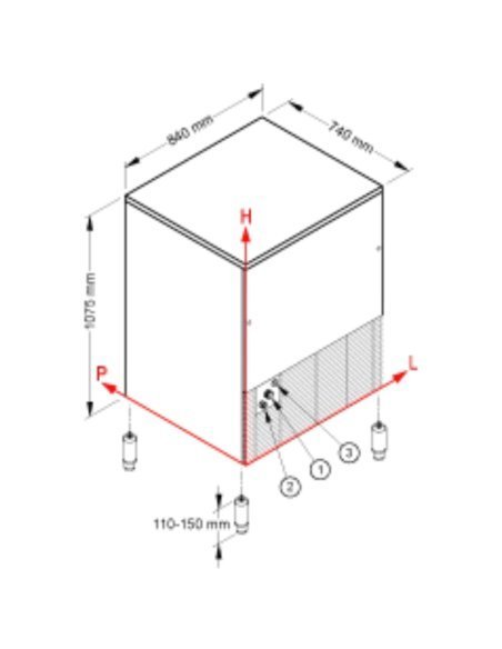 Dimensiones de la máquina de hielo CB 1565 HC Dimensiones de la máquina de hielo CB 1565 HC