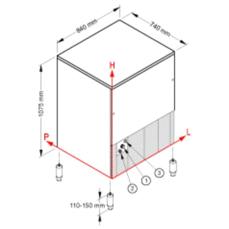 Dimensiones de la máquina de hielo CB 1565 HC Dimensiones de la máquina de hielo CB 1565 HC