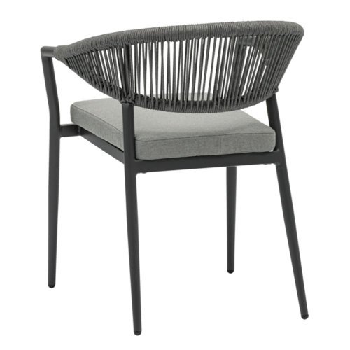 Silla de comedor Ross en aluminio antracita con cojín gris 2