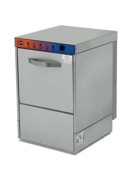 Lavavasos industrial con bomba abrillantador y bomba desagüe CH400ECOB-N | Cesta 40x40 cm | 3 ciclos de lavado