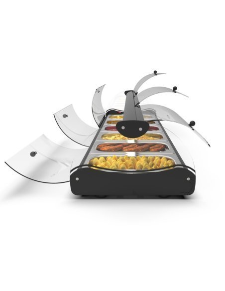 Vitrina self-service refrigerada Sayl S8N de perfil con puertas abiertas