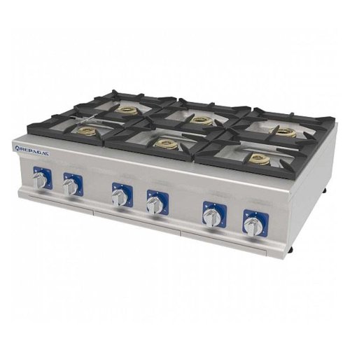 Cocina a gas CG-960/M POW Repagas | 6 quemadores | 1205 x 900 x 280 mm