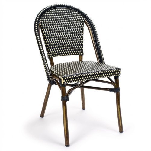 Silla París negro y crema armazón de aluminio | 60 x 50 x 90 cm