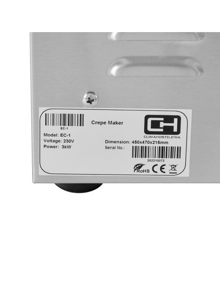 Crepera eléctrica profesional EC-1 detalle etiqueta