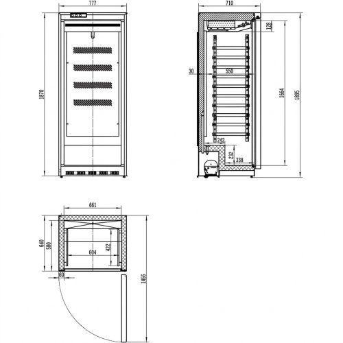 Armario refrigerado para pastelería APS-651 Edenox | 1 puerta | Capacidad 620 litros | 777 x 695 x 1895 mm 2