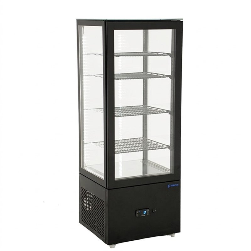Vitrina expositora refrigerada VIVES-9 HC S1 Edenox | 4 caras de cristal | Capacidad 80 litros | 430 x 390 x 1164 mm