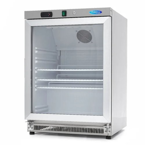 Frigorífico expositor 200 L acero inoxidable con puerta de cristal 09405010 | Capacidad neta 136 L | 600 x 590 x 850 mm