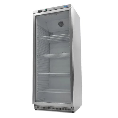Frigorífico expositor 600 L acero inoxidable con puerta de cristal 09405034 | Capacidad neta 613 L | 780 x 700 x 1900 mm