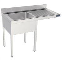 Fregadero de acero inoxidable con espacio para lavavajillas Distform FBD0L514 | 1400 x 550 mm | 1 cuba + escurridor derecho