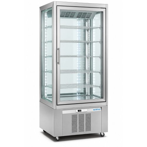 Armario expositor heladería y pastelería Infrico LO9314VNP | 4 caras de cristal | 600 litros | +5/-20 °C | 900 x 650 x 1900 mm